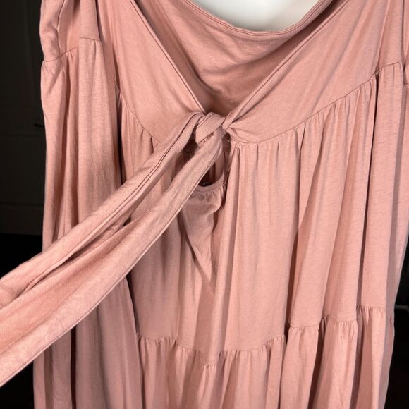 J. Crew Womens Tie-Back Tiered Midi Dress Size 3X Peachy Pink NWT 100% Cotton - Picture 2 of 9